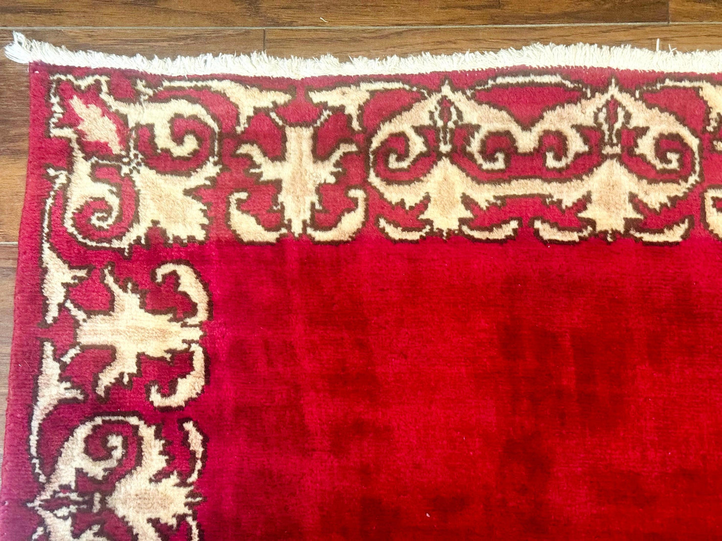 Red Persian Kerman Runner Rug 3x16 Handmade Wool Vintage Hand Knotted