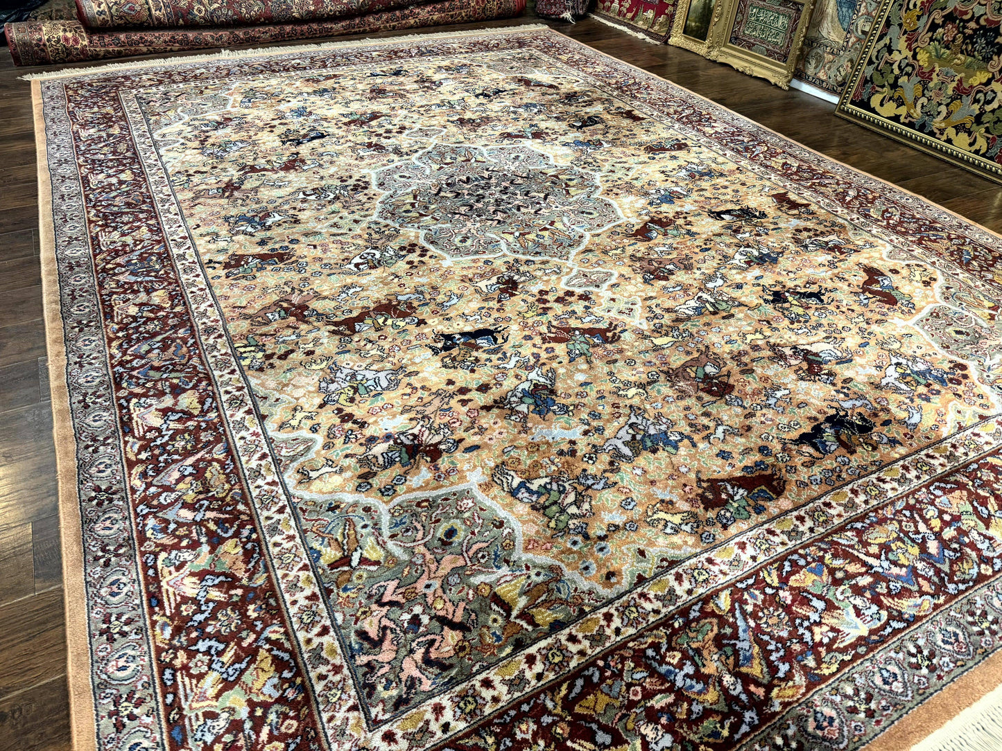 Karastan Rug 10x14 Persian Hunting Wool Pile Vintage Power Loomed In USA