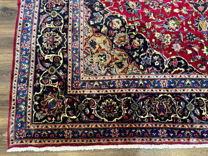 Traditional Persian Mashad Rug 8x11 Wool Antique Floral Medallion Carpet
