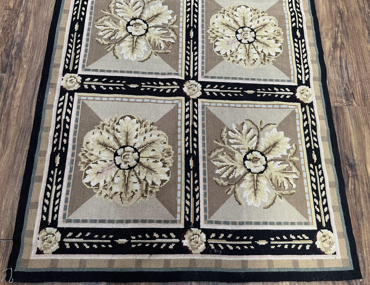 Needlepoint Runner Rug 3x8 Floral English Design Hand Woven Wool