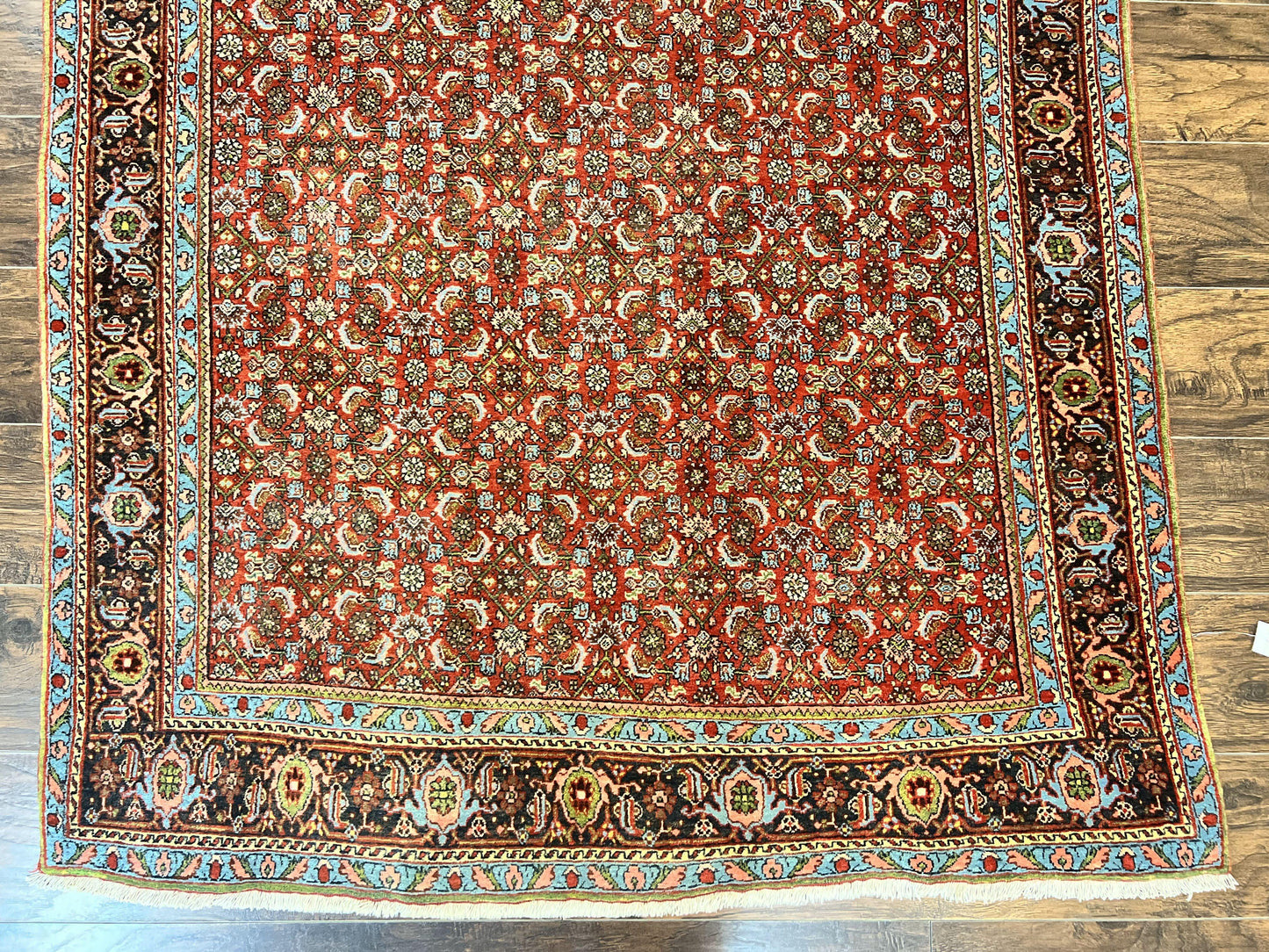 Antique Persian Bidjar Rug 5x7 Hand Knotted Wool Carpet With Herati Pattern