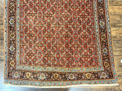 Antique Persian Bidjar Rug 5x7 Hand Knotted Wool Carpet With Herati Pattern