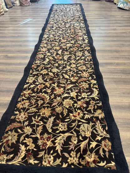 Floral Runner Rug Vintage Wool Hallway Decor 3 x 17 Feet Long