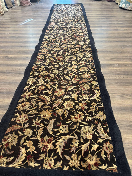 Floral Runner Rug Vintage Wool Hallway Decor 3 x 17 Feet Long