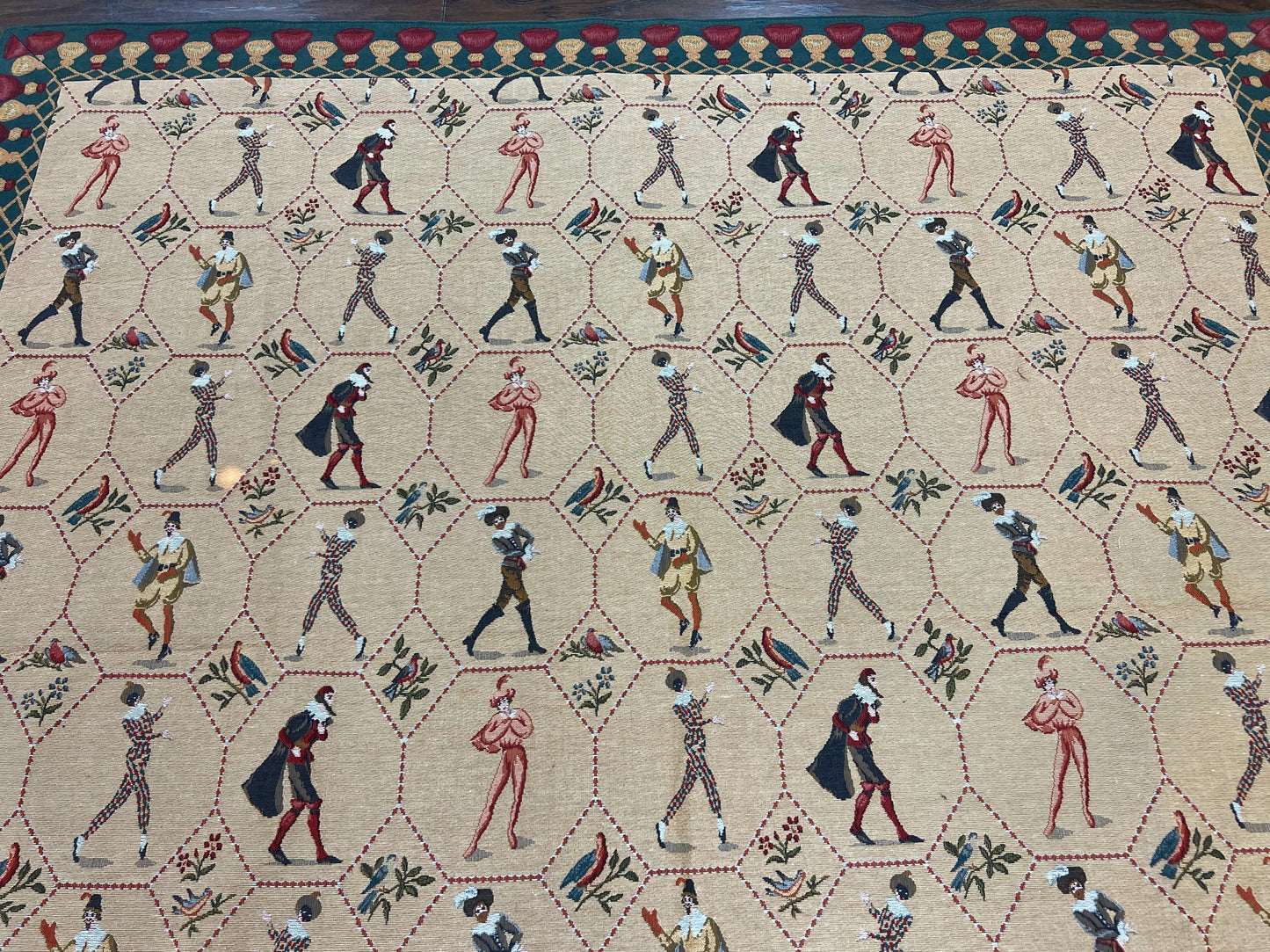 Vintage Wool Tapestry Wall Hanging 5x5 Square Court Jesters