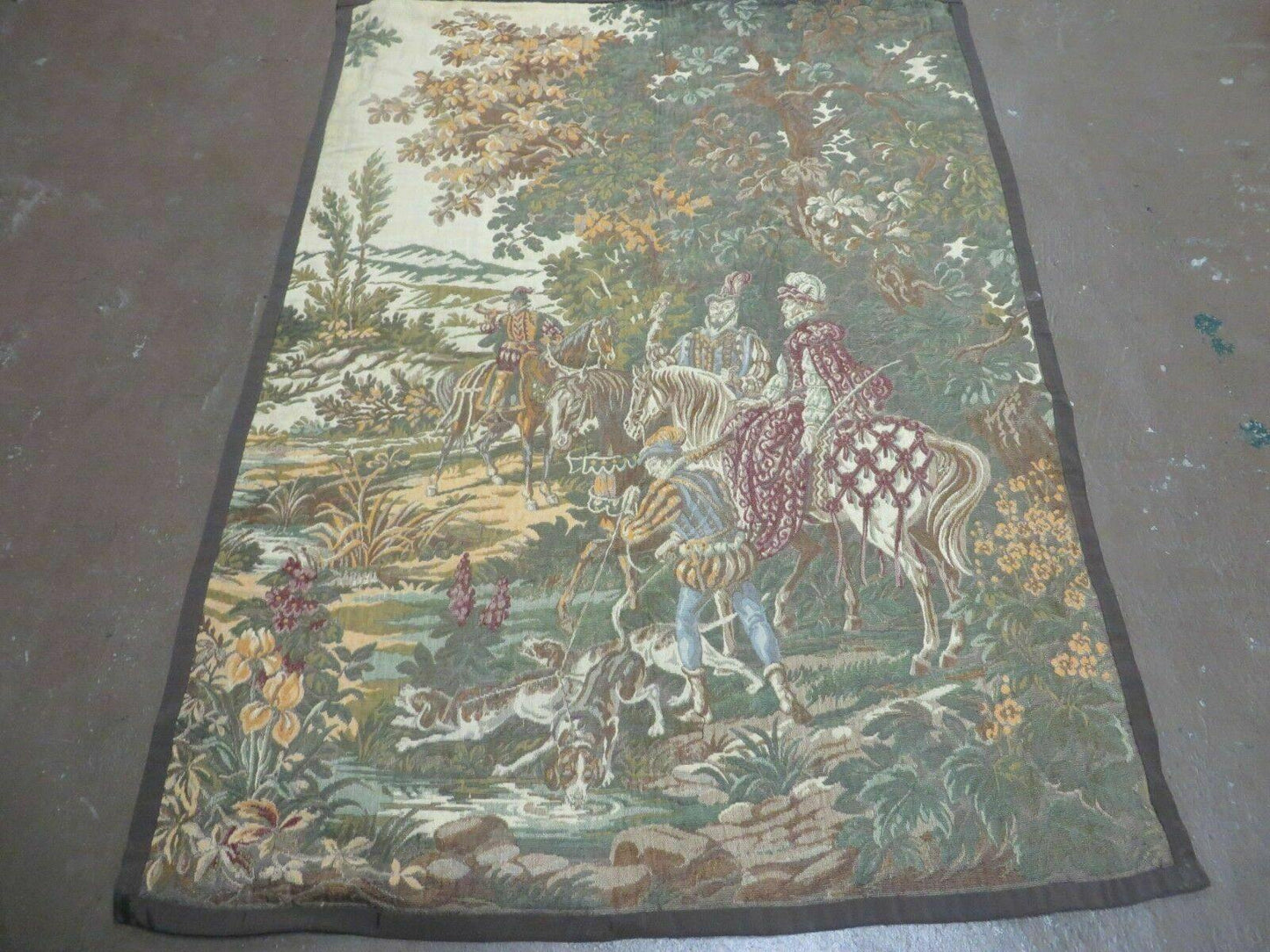 Belgian Hand Loomed Vintage Tapestry Victorian Design 41 By 56 Inches