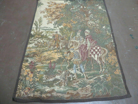 Belgian Hand Loomed Vintage Tapestry Victorian Design 41 By 56 Inches