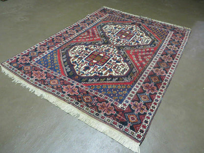Vintage Turkish Tribal Wool Rug Medallion Hand Made 4x5 Size