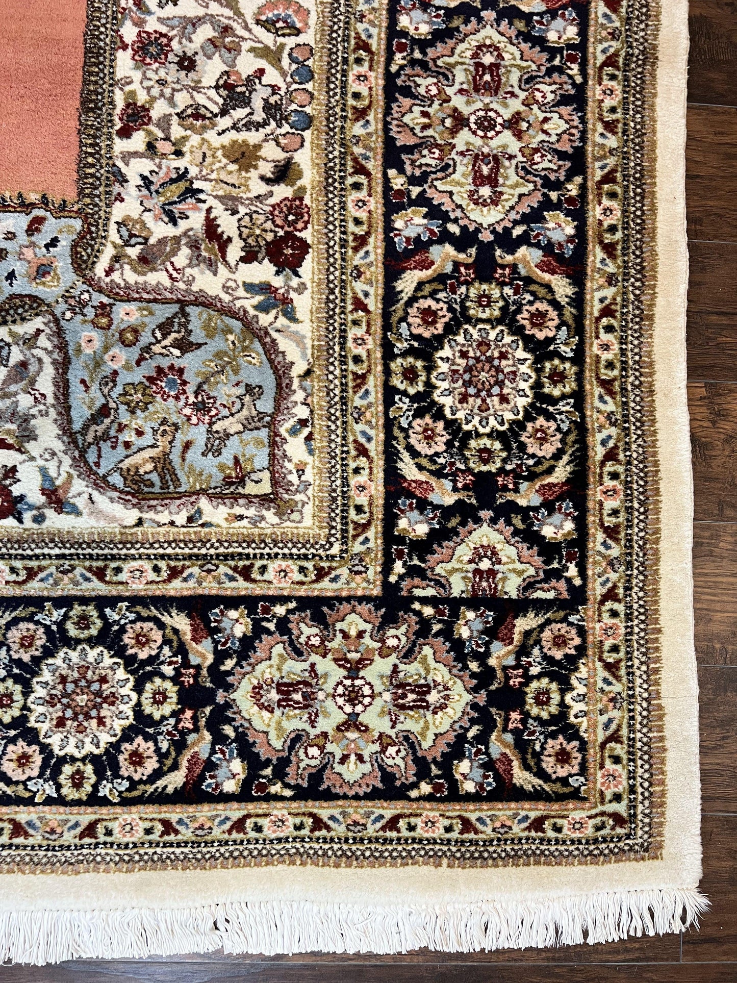 Persian Tabriz Rug Hand Knotted Wool Vintage Carpet 10x13 With Birds And Animal Motifs