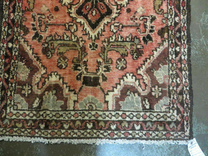 Persian Runner Rug Vintage Red Hand Made 3.8 x 10 Ft Allover Pattern