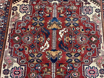Persian Heriz Rug 8x12 Hand Knotted Wool Geometric Medallion Oriental Carpet
