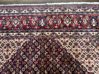 Persian Tabriz Rug 11x14 Navy Blue Herati Wool Carpet With Medallion