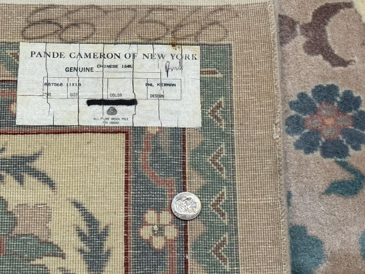 Palace Size Kerman Wool Rug 10x18 Hand Knotted Oversized Taupe Allover Pattern