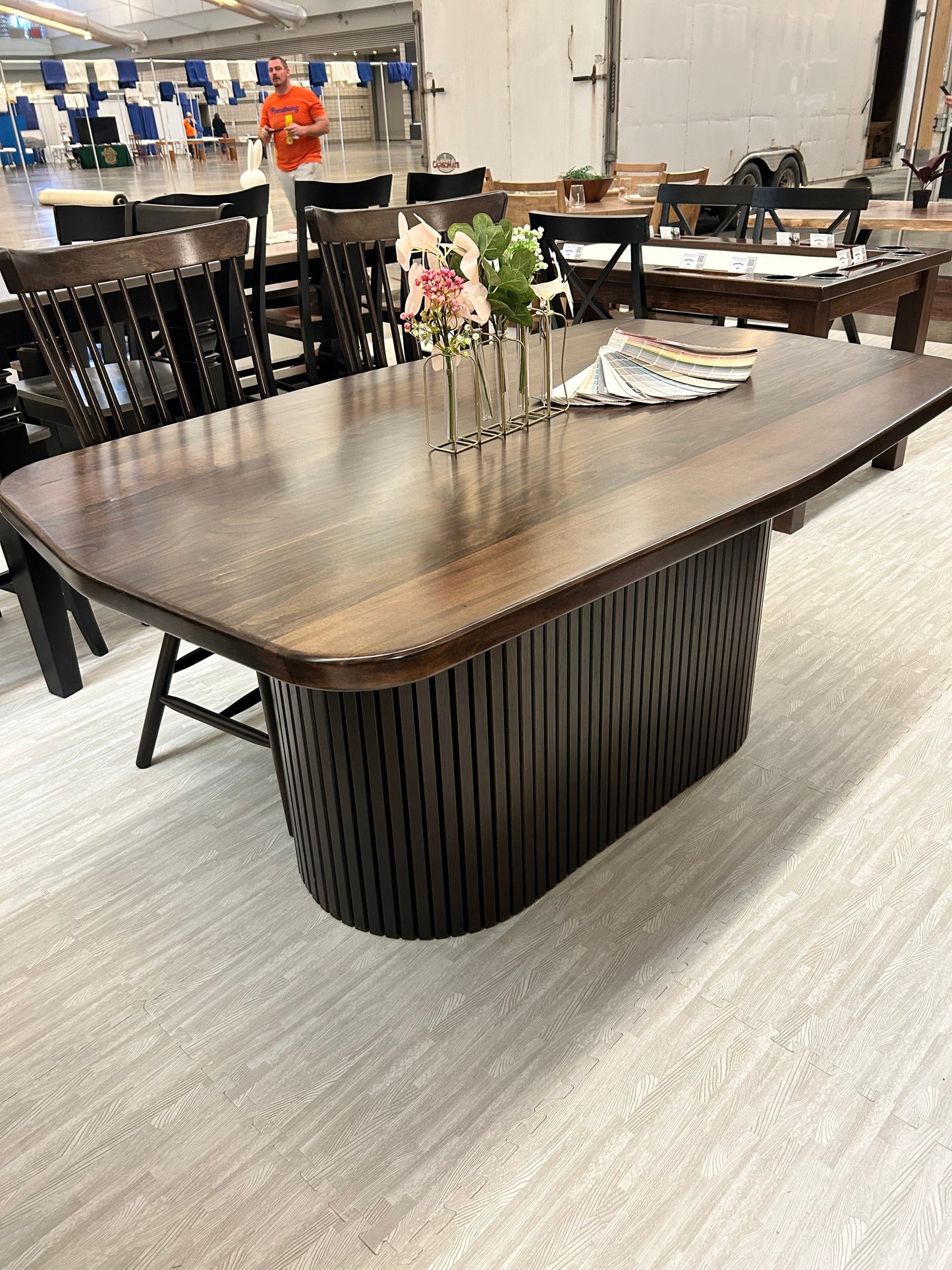 Ashley Fluted Pedestal Table Handcrafted Solid Wood Made To Order In USA