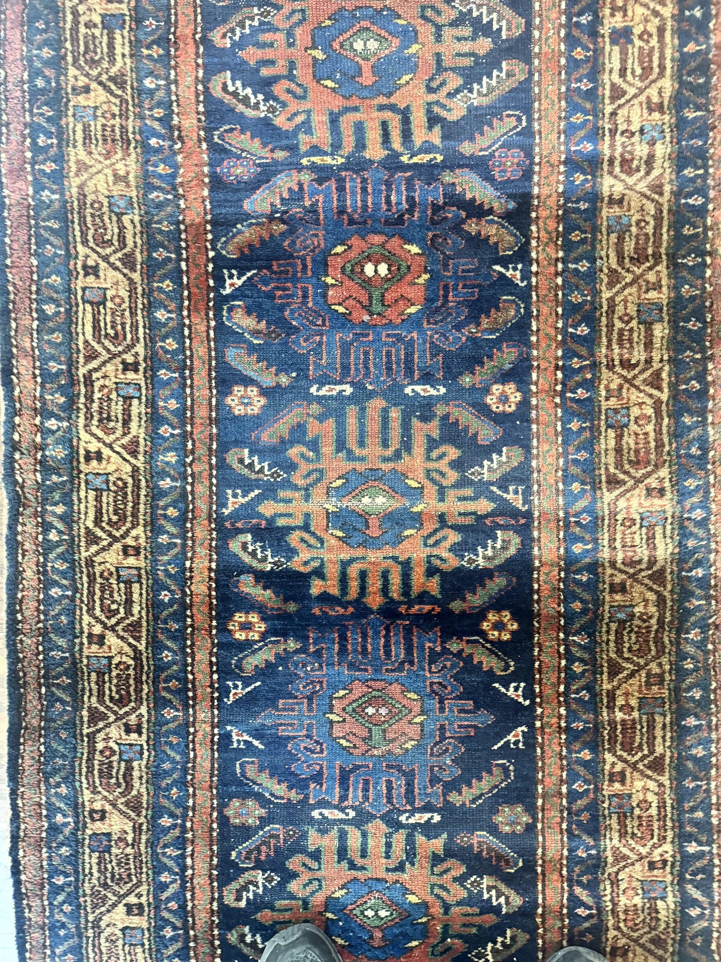 Antique Persian Runner Rug Sarab 3x17 Blue Handmade Wool Hallway Carpet