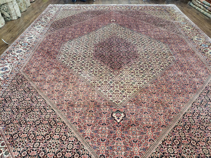 Persian Bijar Rug 8x11 With Herati Mahi Pattern Handwoven Wool