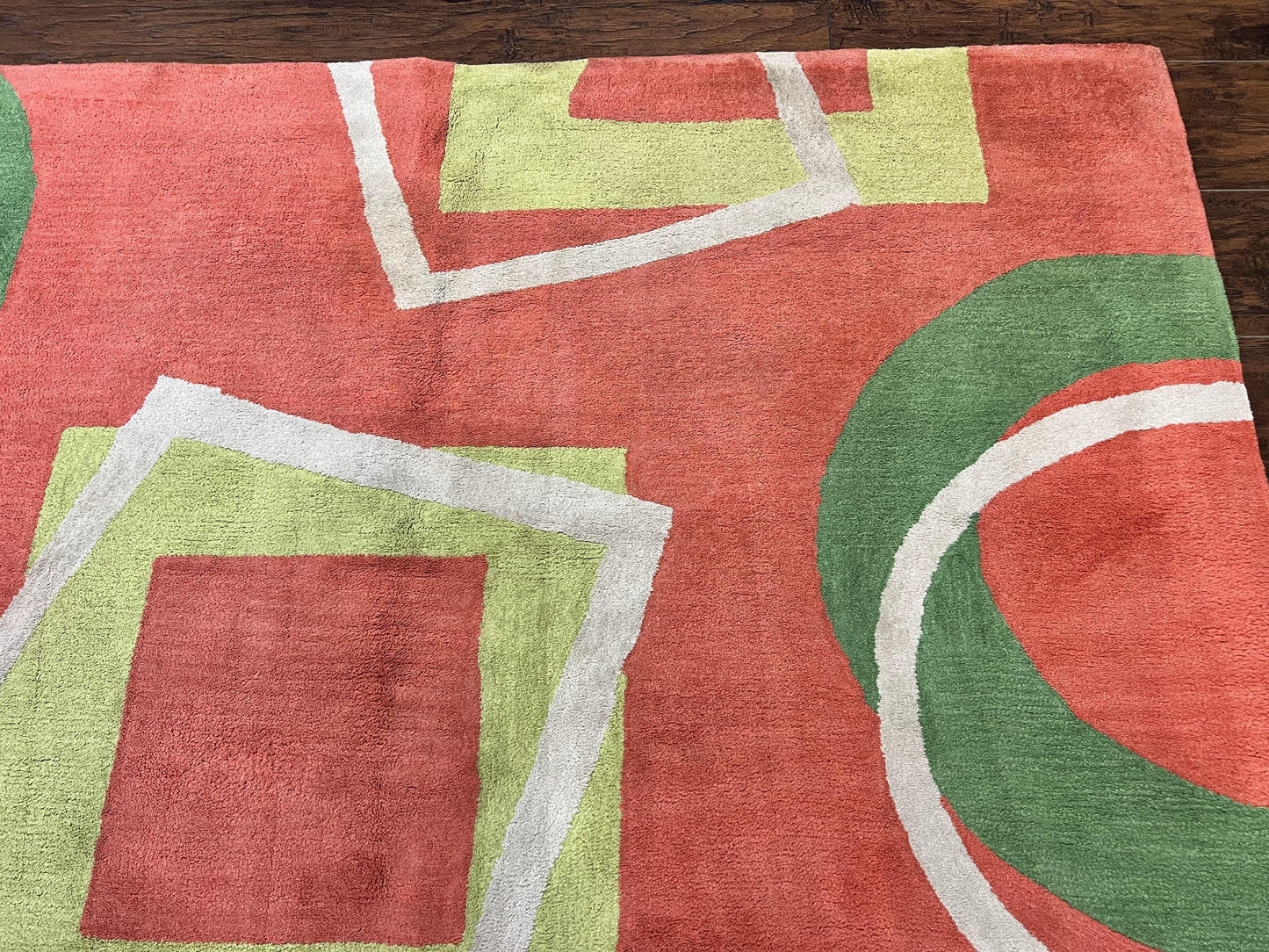 Abstract Rug 6x9 Modern Contemporary Area Rug Red Orange Green