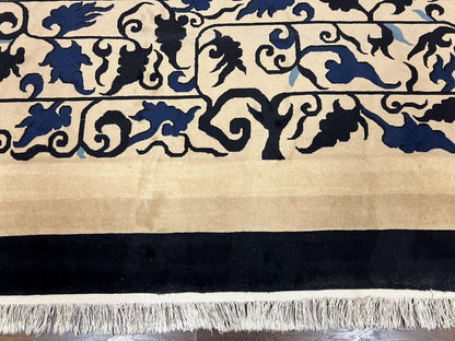 Antique Chinese Peking Rug 10x14 Handmade Wool Art Deco Carpet