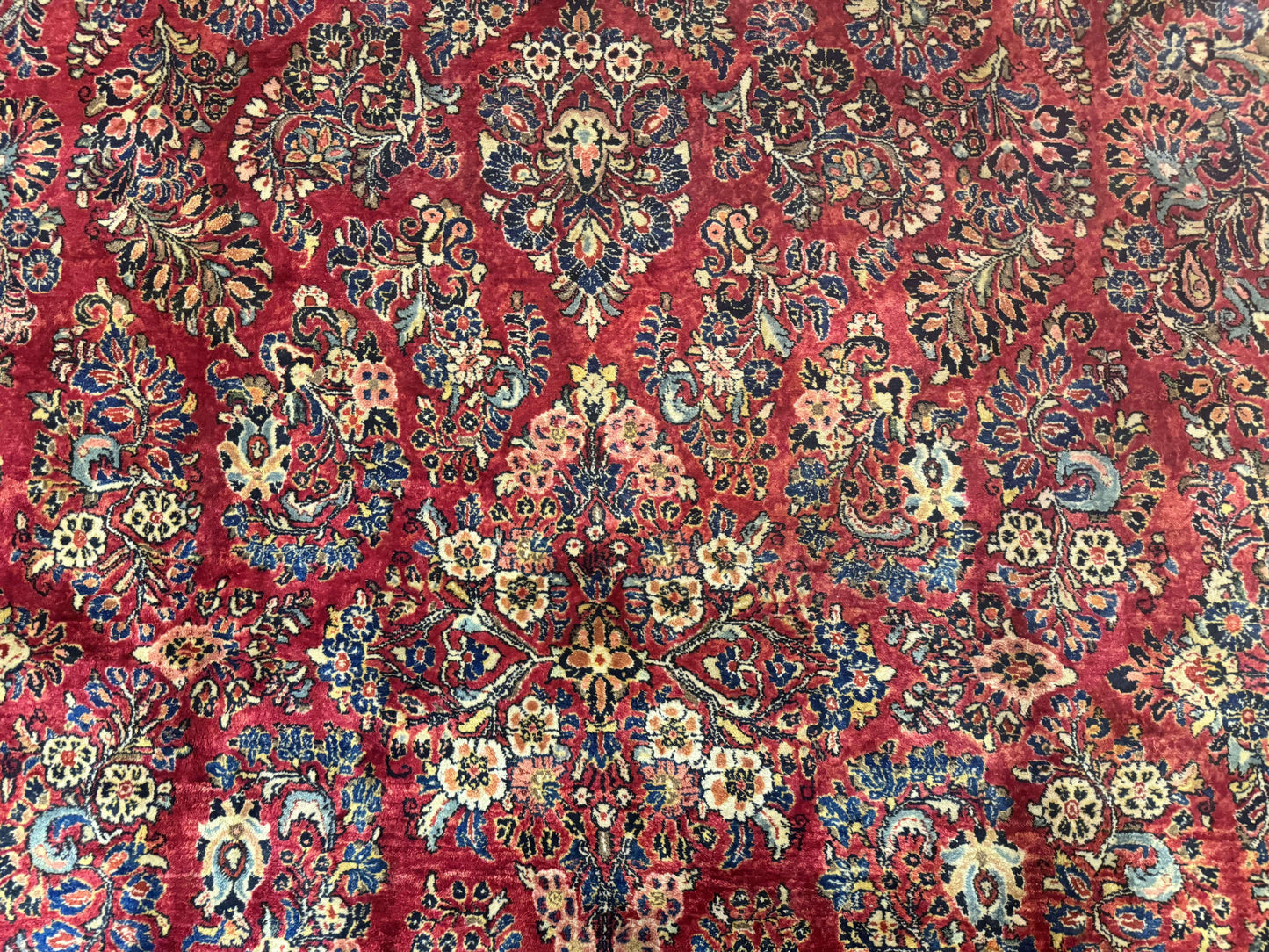 Persian Sarouk Rug 10x18 Extra Large Antique Wool Carpet Red Floral Handmade