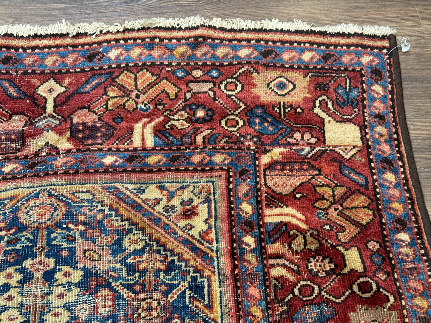 Antique Persian Rug Malayer 4x7 Blue And Red Rare Carpet Vintage Collectible