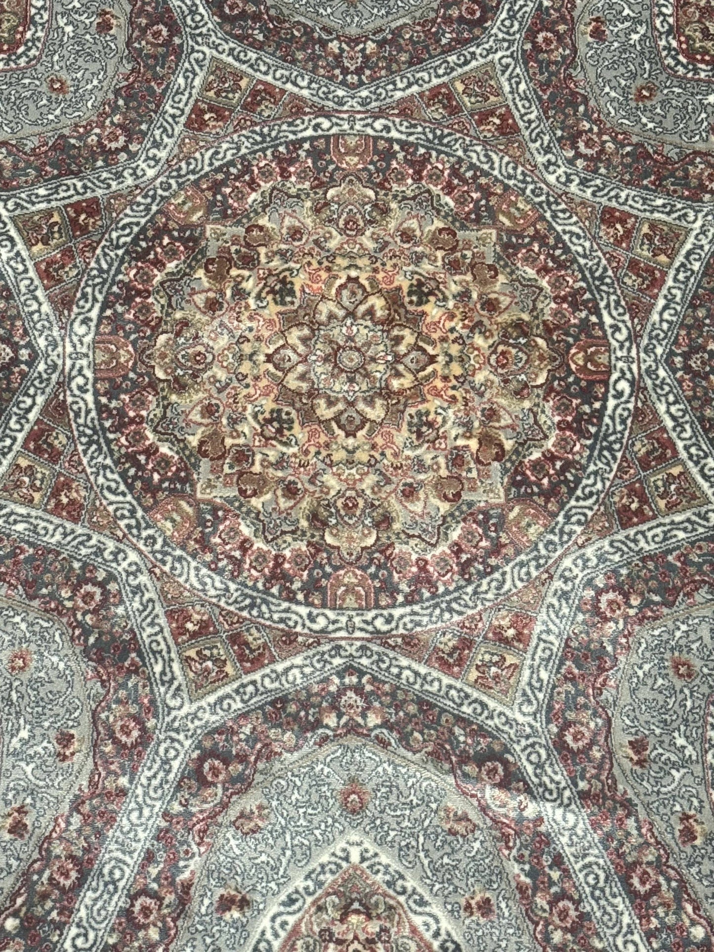 Turkish Silk Runner Rug 2.6 x 13 Blue Dome Design Bamboo Silk New