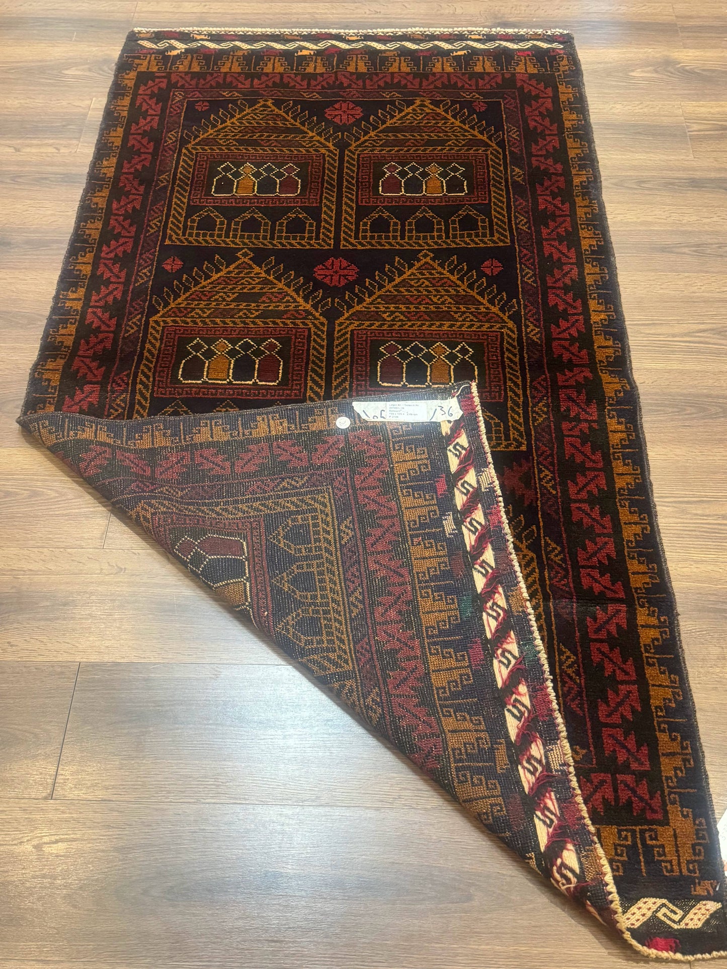 Afghan Balouch Rug Navy Blue 3x7 Handmade Hand Knotted Wool