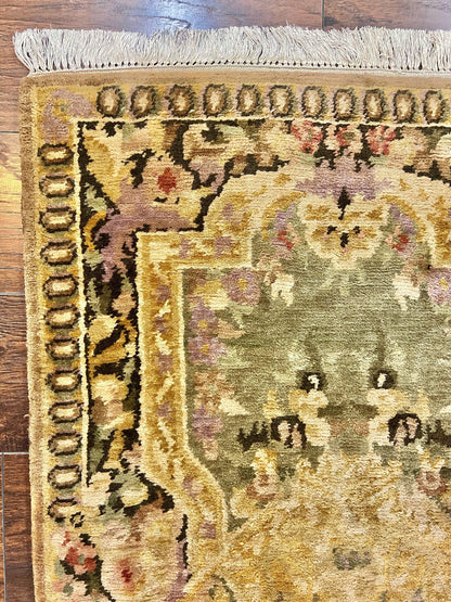 Tibetan Runner Rug Wool 2.6 By 10 Vintage Handmade European Aubusson Pattern Hallway