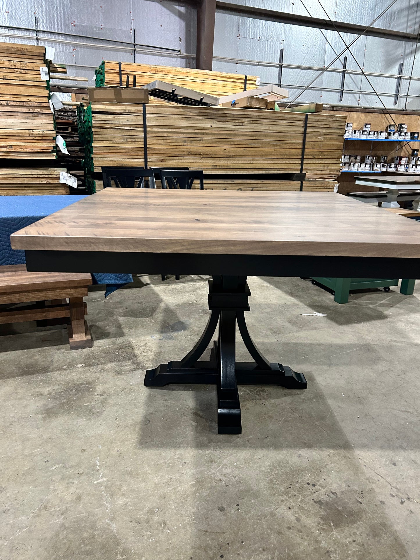Aspen Pedestal Square Dining Table With Kiln Maple Top Custom Built To Order