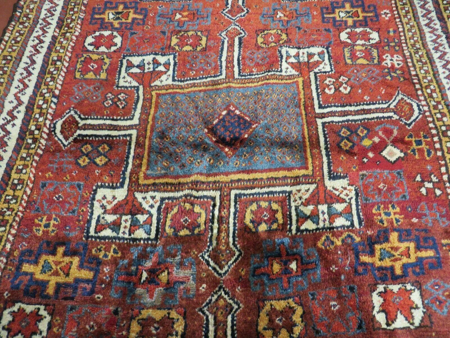 Antique Moroccan Hand Knotted Runner Rug Three Foot Seven Inch By Eight Foot Nine Inch Red Tribal Geometric