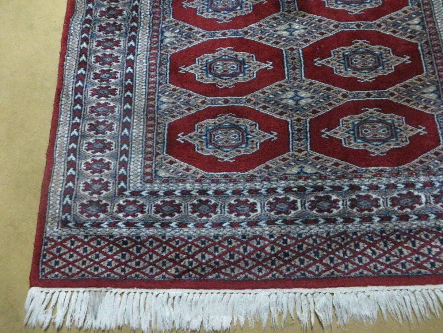 Vintage Turkoman Bokhara Wool Rug 4x6 Handmade Pakistan Fine Weave