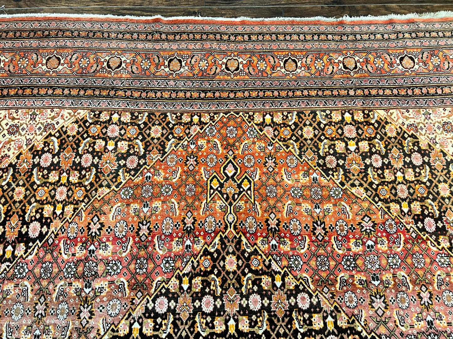 Rare Antique Persian Tabriz Rug 9x12 Handmade Wool Red Herati Pattern