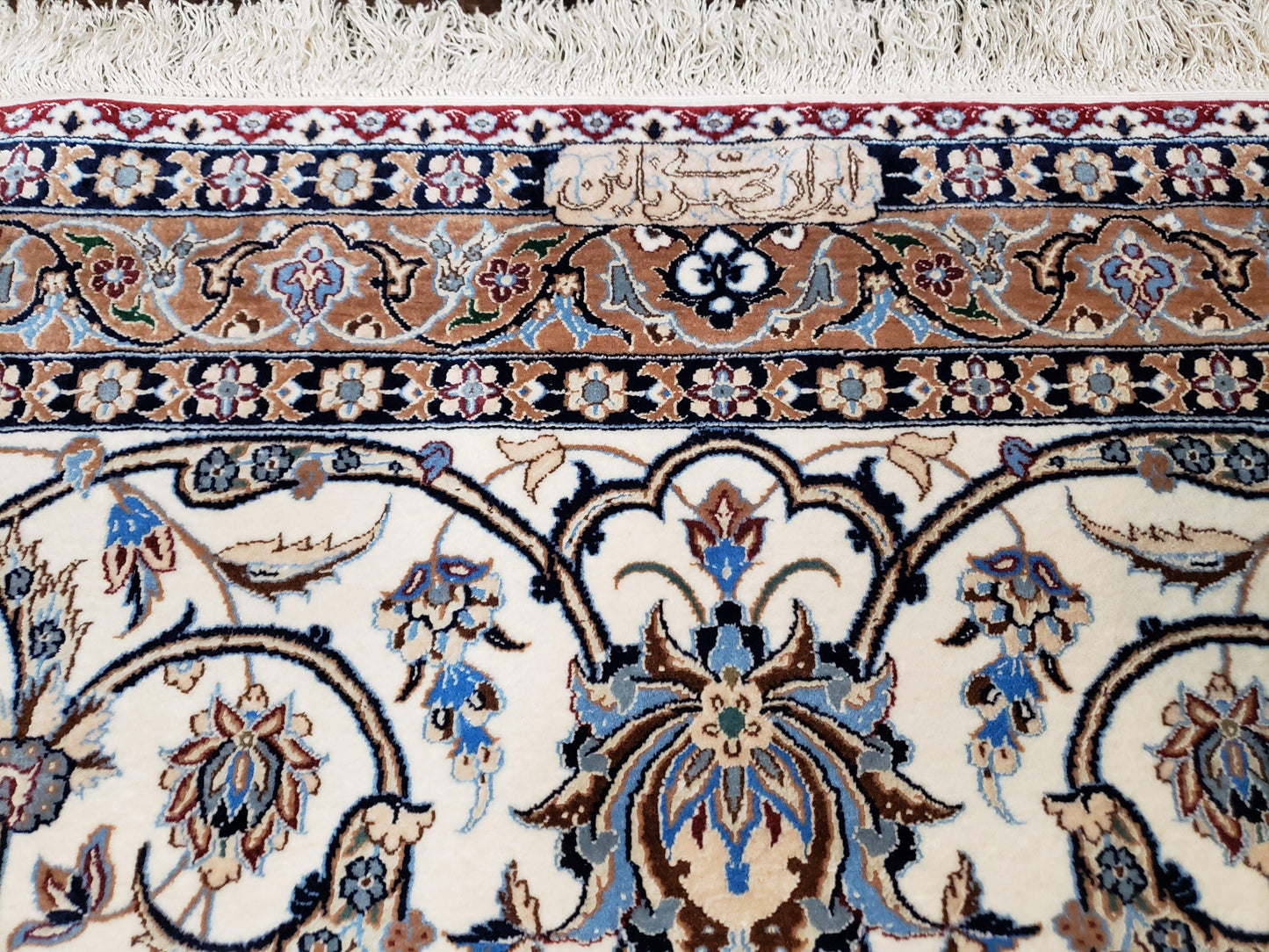 Persian Nain Rug Hand Knotted Silk Foundation Wool On Silk Signed Masterpiece 11x15