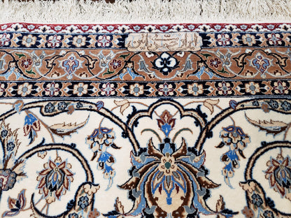 Persian Nain Rug Hand Knotted Silk Foundation Wool On Silk Signed Masterpiece 11x15