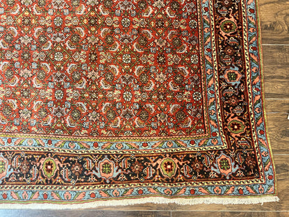 Antique Persian Bidjar Rug 5x7 Hand Knotted Wool Carpet With Herati Pattern
