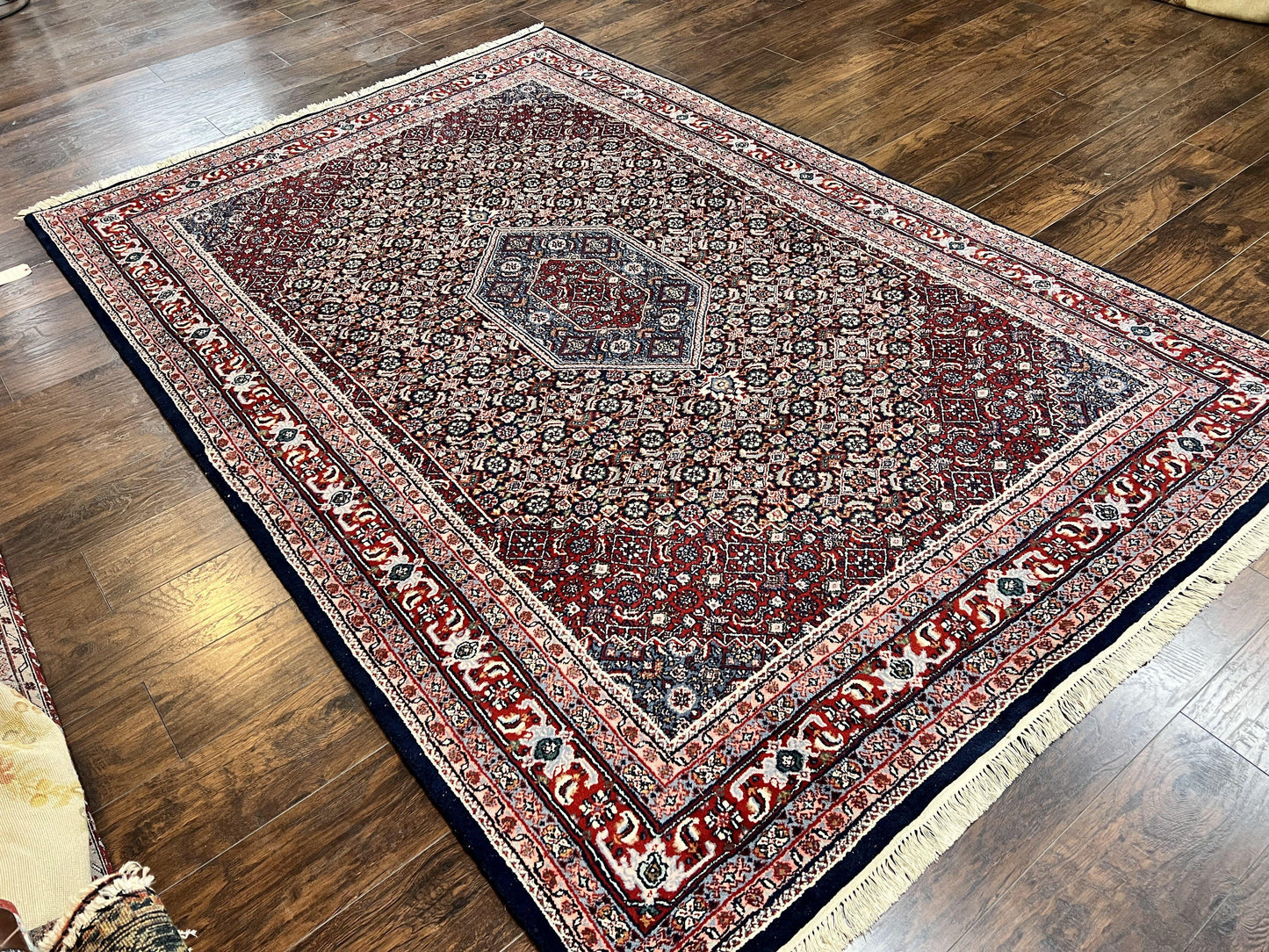 Indo Persian Rug 7x10 Hand Knotted Wool Bidjar Vintage Oriental Carpet Herati Pattern