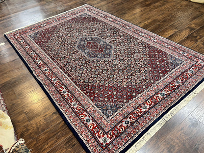 Indo Persian Rug 7x10 Hand Knotted Wool Bidjar Vintage Oriental Carpet Herati Pattern