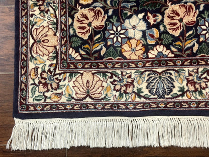 Persian Wool Rug Square 2.7x2.7 Handmade Floral Design Dark Green