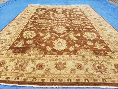 Indo Persian Rug Mahal Sultanabad Handmade Wool Area Rug 10x14 Burnt Orange Beige