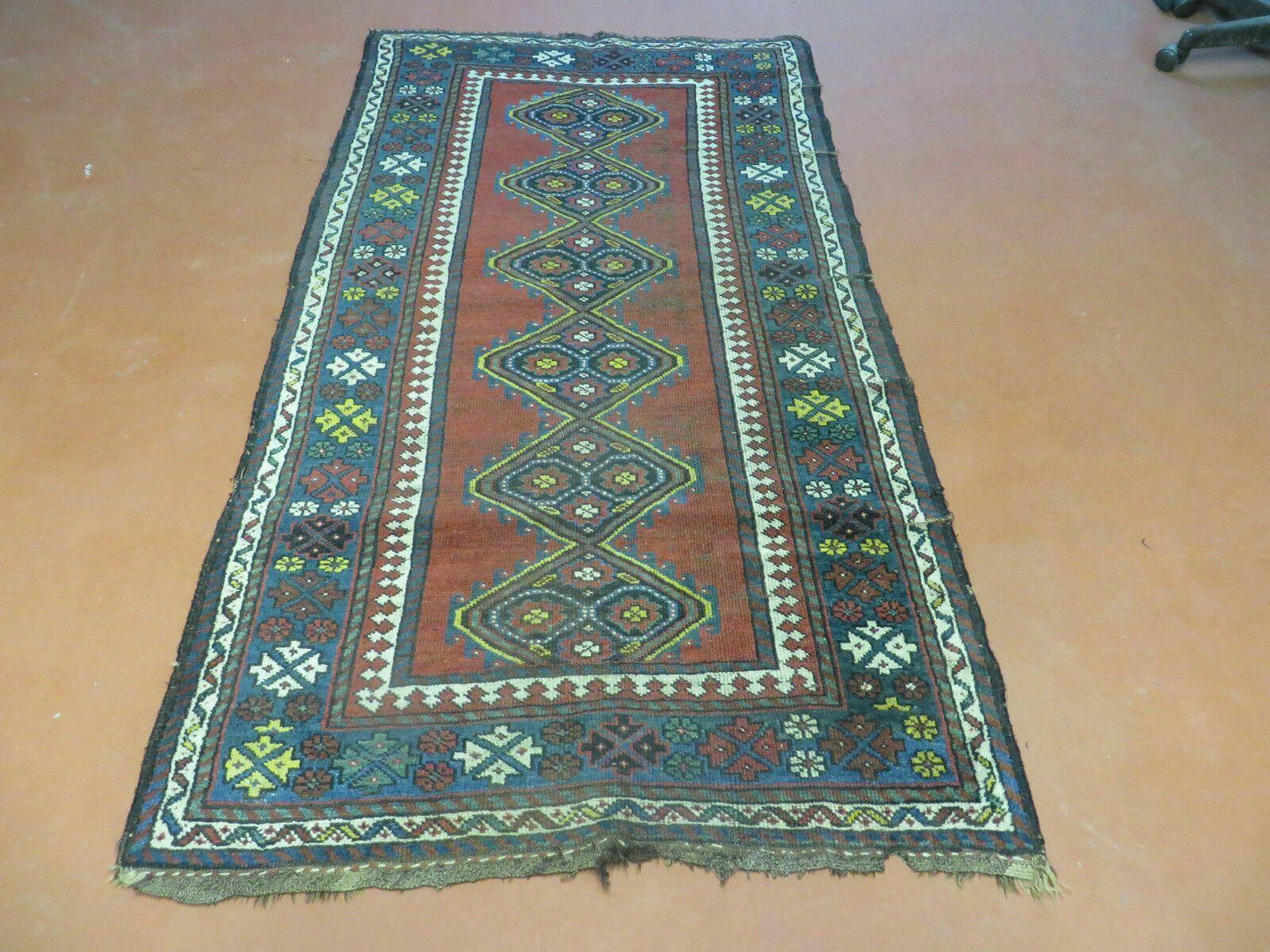 Antique 1920s Caucasian Karabagh Rug Ganjeh Talesh Wool Hand Woven 3 By 6 Feet