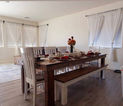 Farmhouse Post Leg Bench For Sliding Between Table Legs With Custom Length