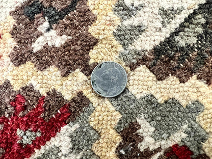 Indian Kilim Rug 6x6 Square Flatweave Wool Carpet Vintage Handmade Red