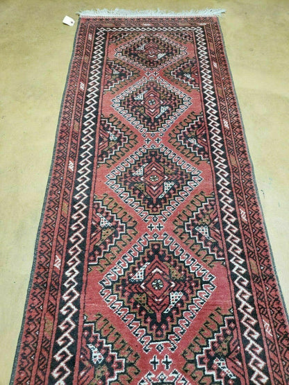 Vintage Bokhara Runner Rug Turkoman Wool Handmade From Pakistan 2 Ft 5 In By 9 Ft