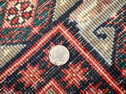 Persian Runner Rug 4.8x10 Antique Handmade Wool Kalegi Ardabil Tribal Navy Red