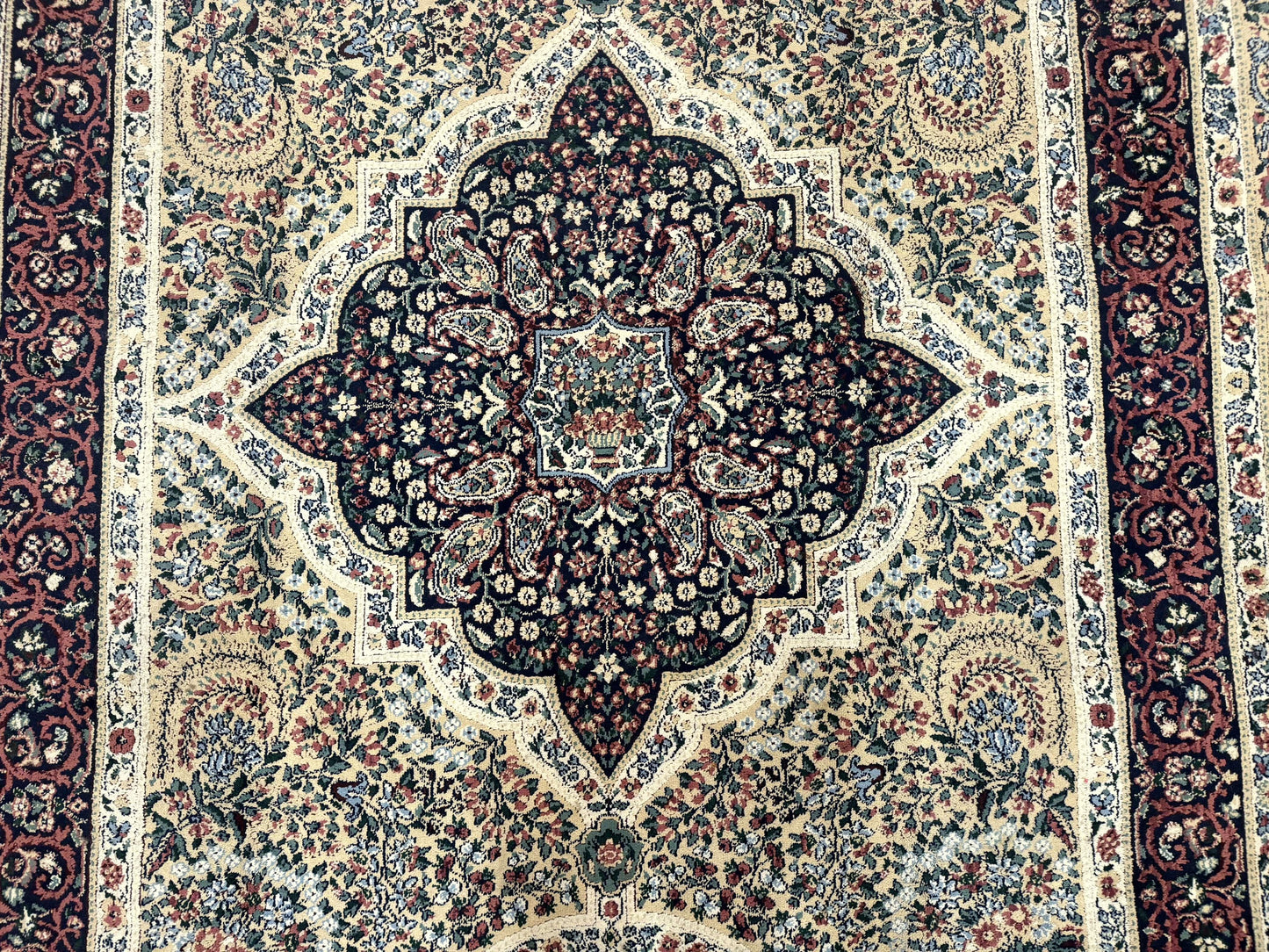 Persian Rug 8x11 Vintage Kirman Lavar Floral Power Loomed Wool