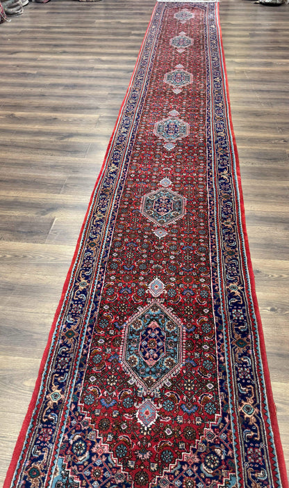 Indo Persian Bidjar Runner Rug 3 x 18.6 Wool Long Oriental Carpet