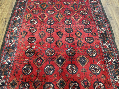 Baluch Afghan Turkoman Tribal Wool Rug Handmade With Organic Dyes 8x4 Carpet