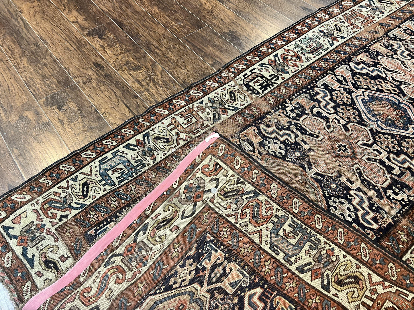 Antique Persian Tribal Runner Rug Handmade Wool Hallway Carpet For Vintage Decor