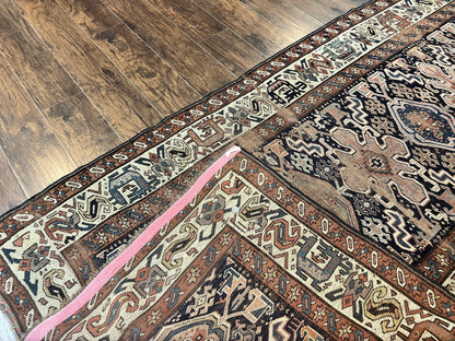 Antique Persian Tribal Runner Rug Handmade Wool Hallway Carpet For Vintage Decor