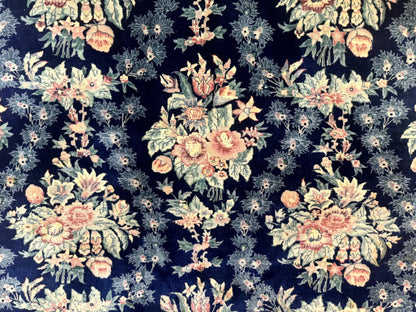 Sino Persian Rug 6x9 Navy Blue Floral Handwoven Wool Area Rug Vintage