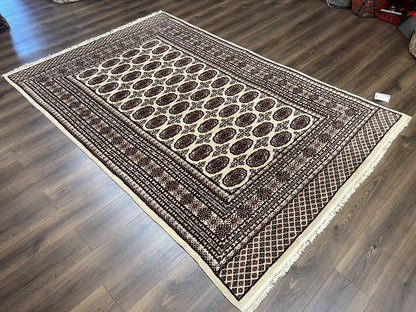 Pakistani Turkoman Rug 6x9 Hand Knotted Wool Oriental Carpet Yamud Bohemian Bokhara Rug